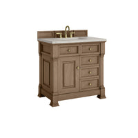 36" Brookfield Single Vanity, Pecan with Victorian Silver Silestone Top