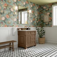 36" Brookfield Single Vanity, Pecan with Victorian Silver Silestone Top