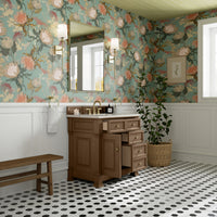 36" Brookfield Single Vanity, Pecan with Victorian Silver Silestone Top