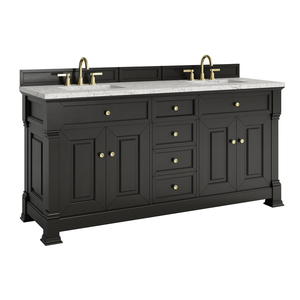 72" Brookfield Double Vanity, Black Onyx with Eternal Jasmine Pearl Top