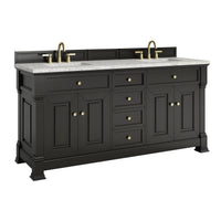 72" Brookfield Double Vanity, Black Onyx with Eternal Jasmine Pearl Top