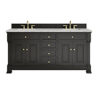 72" Brookfield Double Vanity, Black Onyx with Eternal Jasmine Pearl Top