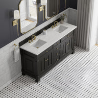 72" Brookfield Double Vanity, Black Onyx with Eternal Jasmine Pearl Top