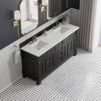 72" Brookfield Double Vanity, Black Onyx with Ethereal Noctis Top