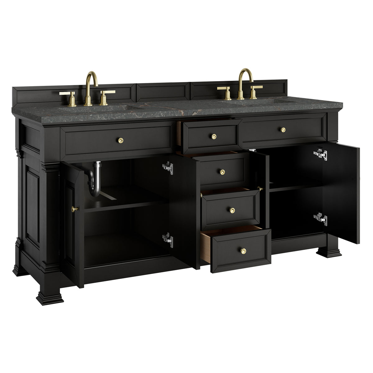 72" Brookfield Double Vanity, Black Onyx with Parisien Bleu Top