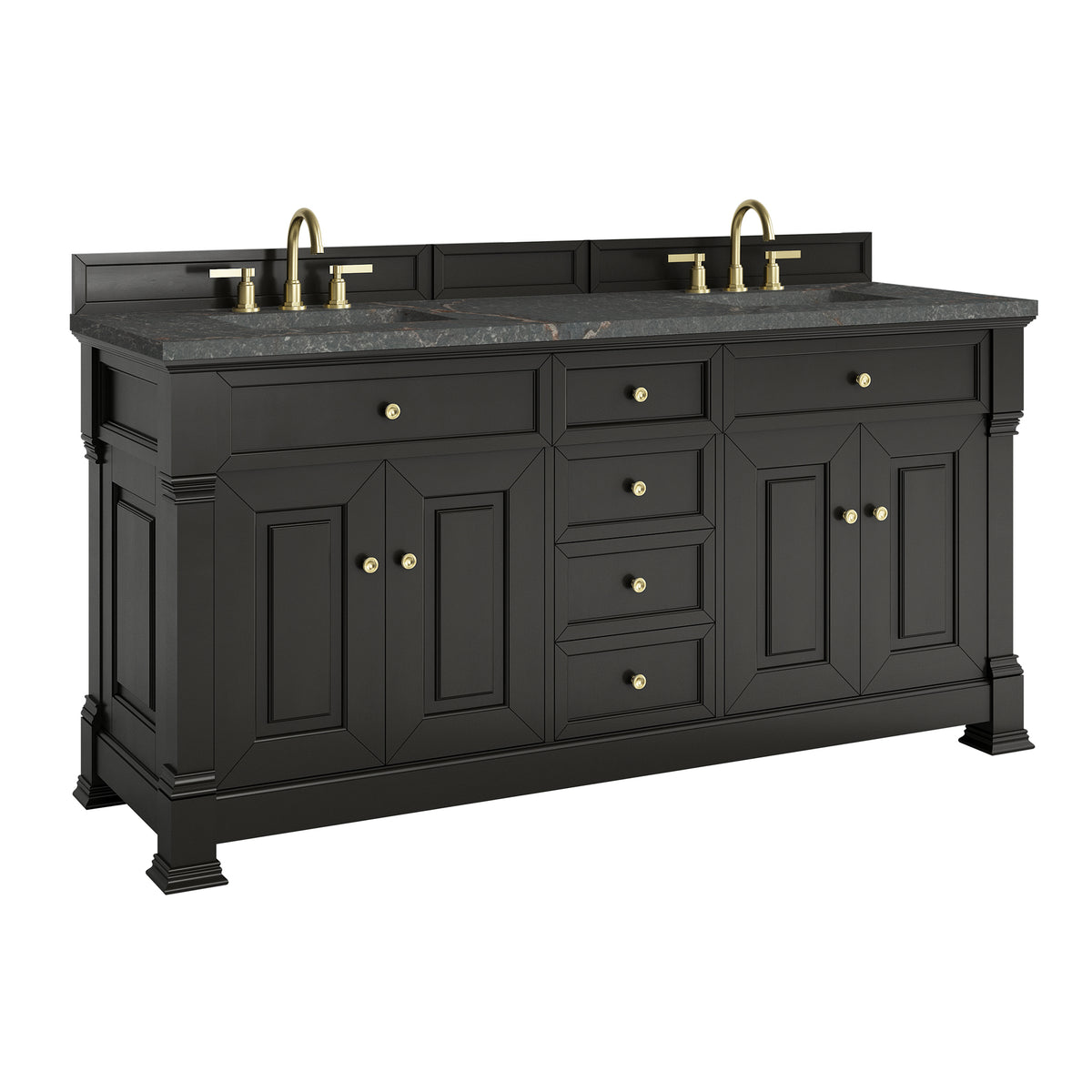 72" Brookfield Double Vanity, Black Onyx with Parisien Bleu Top