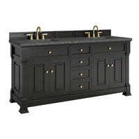 72" Brookfield Double Vanity, Black Onyx with Parisien Bleu Top