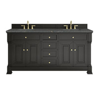 72" Brookfield Double Vanity, Black Onyx with Parisien Bleu Top