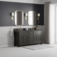 72" Brookfield Double Vanity, Black Onyx with Parisien Bleu Top