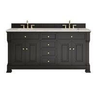 72" Brookfield Double Vanity, Black Onyx with Victorian Silver Top