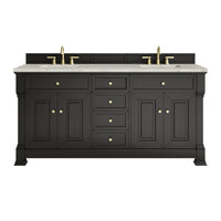 72" Brookfield Double Vanity, Black Onyx with Victorian Silver Top