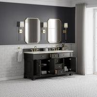 72" Brookfield Double Vanity, Black Onyx with Victorian Silver Top