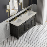 72" Brookfield Double Vanity, Black Onyx with Victorian Silver Top