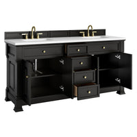 72" Brookfield Double Vanity, Black Onyx with White Zeus Top