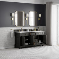 72" Brookfield Double Vanity, Black Onyx with White Zeus Top