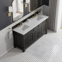 72" Brookfield Double Vanity, Black Onyx with White Zeus Top
