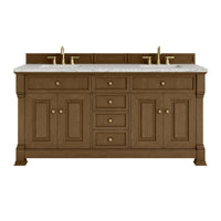 72" Brookfield Double Vanity, Honey Oak with Eternal Jasmine Pearl