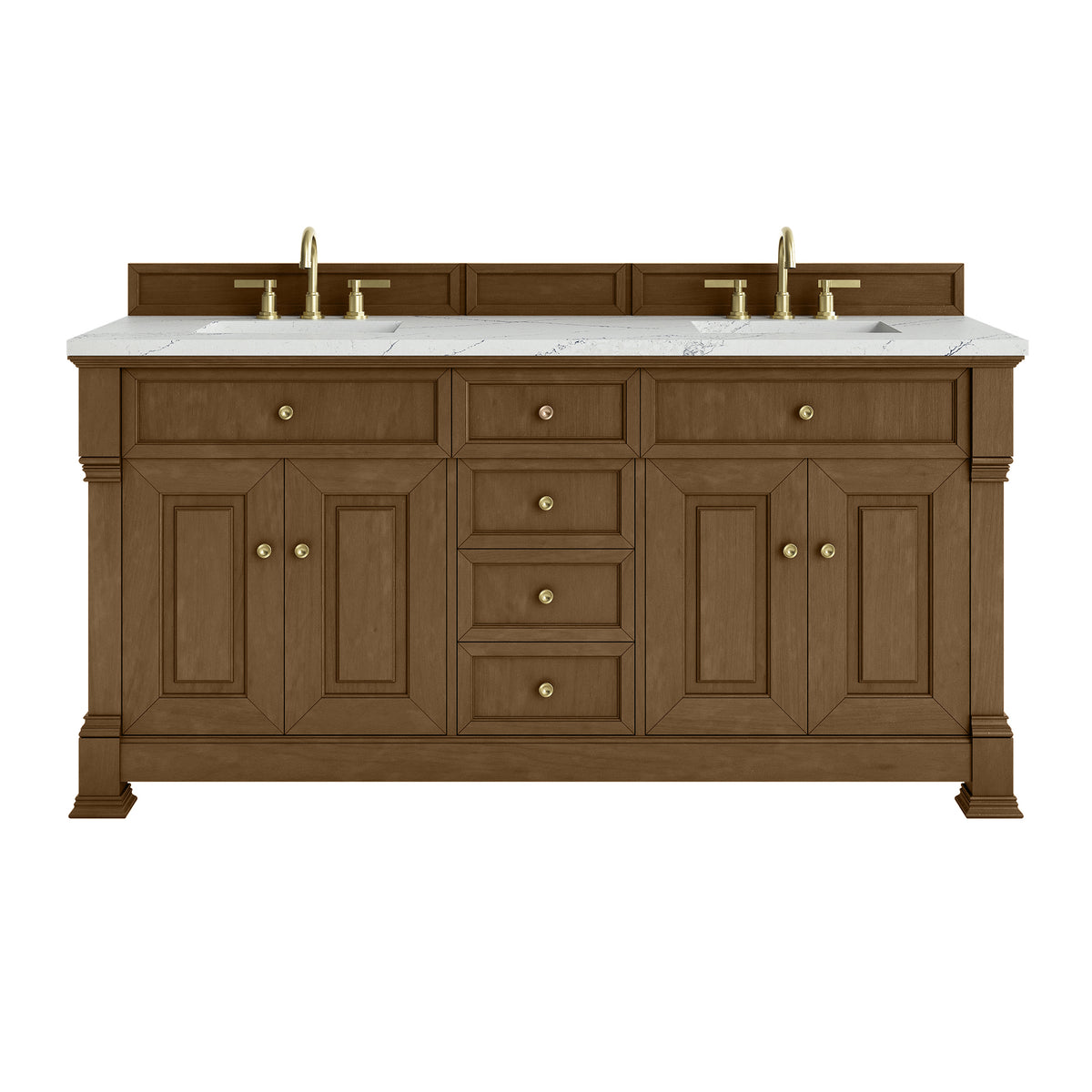 72" Brookfield Double Vanity, Honey Oak with Ethereal Noctis Top