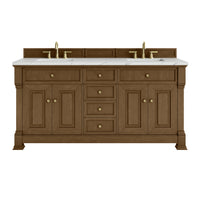 72" Brookfield Double Vanity, Honey Oak with Ethereal Noctis Top