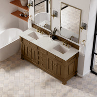72" Brookfield Double Vanity, Honey Oak with Lime Delight Top
