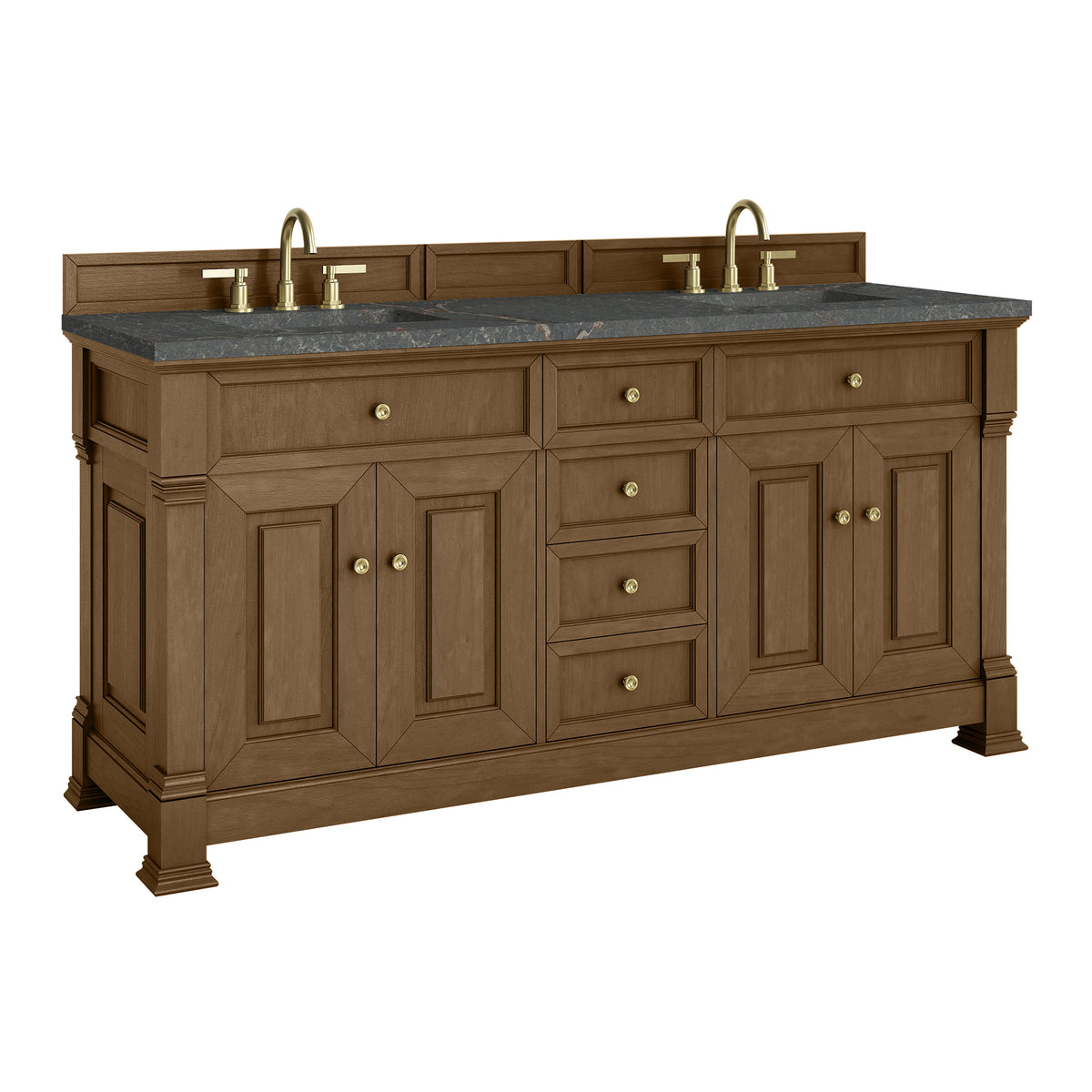 72" Brookfield Double Vanity, Honey Oak with Parisien Bleu Top