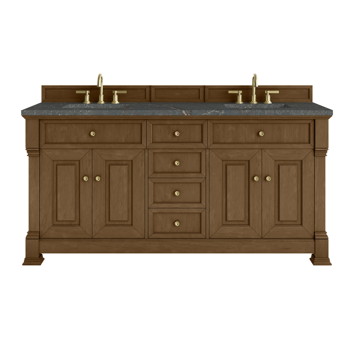 72" Brookfield Double Vanity, Honey Oak with Parisien Bleu Top