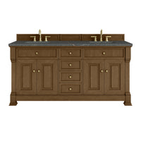 72" Brookfield Double Vanity, Honey Oak with Parisien Bleu Top