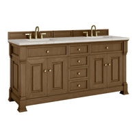 72" Brookfield Double Vanity, Honey Oak with Victorian Silver Top