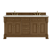 72" Brookfield Double Vanity, Honey Oak with Victorian Silver Top
