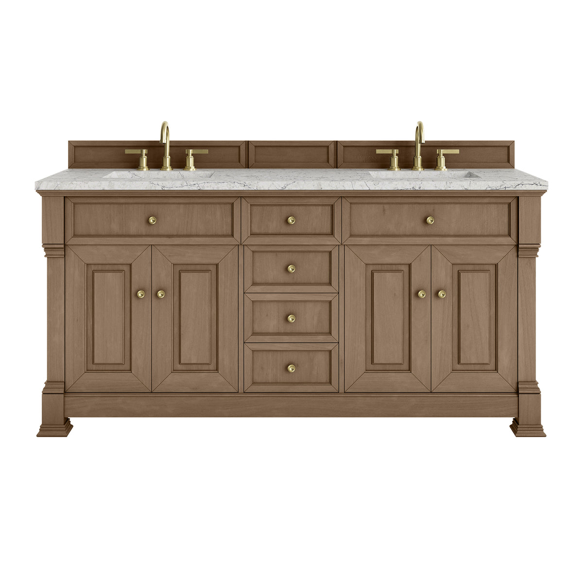 72" Brookfield Double Vanity, Pecan with Eternal Jasmine Pearl
