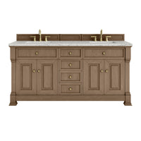 72" Brookfield Double Vanity, Pecan with Eternal Jasmine Pearl