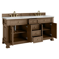 72" Brookfield Double Vanity, Pecan with Ethereal Noctis Top
