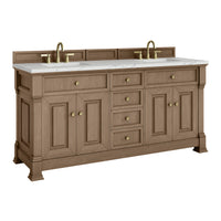 72" Brookfield Double Vanity, Pecan with Ethereal Noctis Top