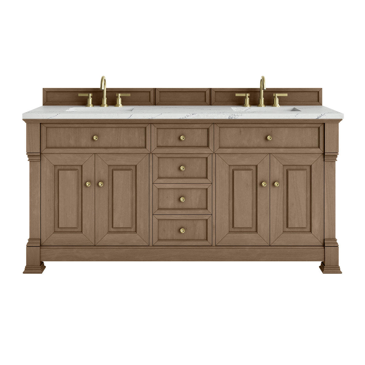 72" Brookfield Double Vanity, Pecan with Ethereal Noctis Top