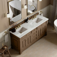 72" Brookfield Double Vanity, Pecan with Ethereal Noctis Top