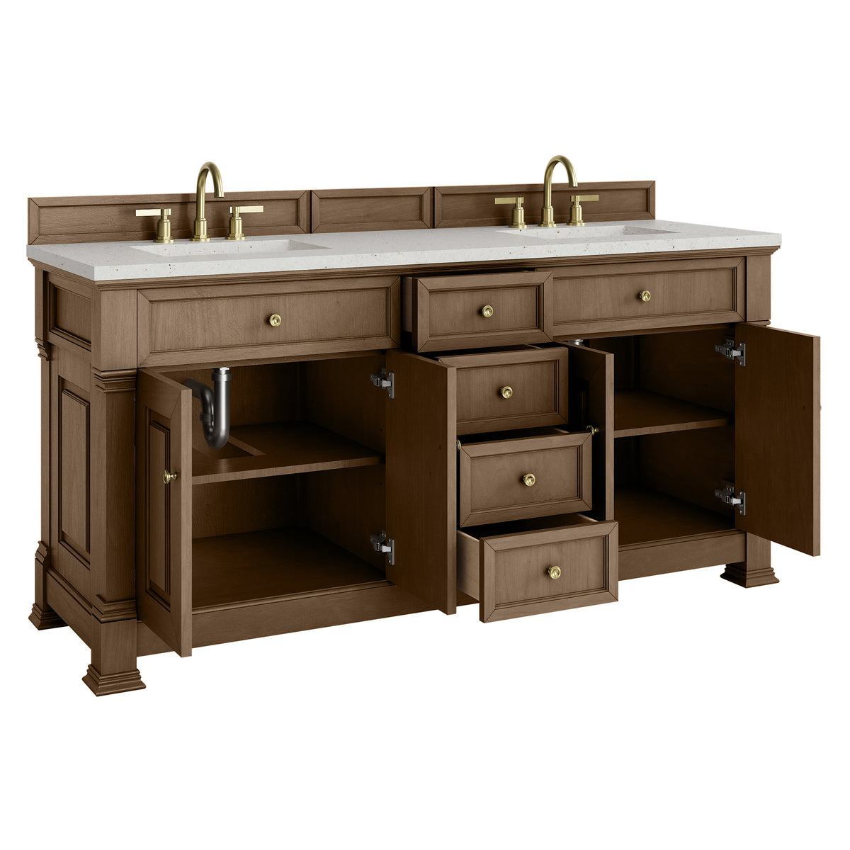 72" Brookfield Double Vanity, Pecan with Lime Delight Top