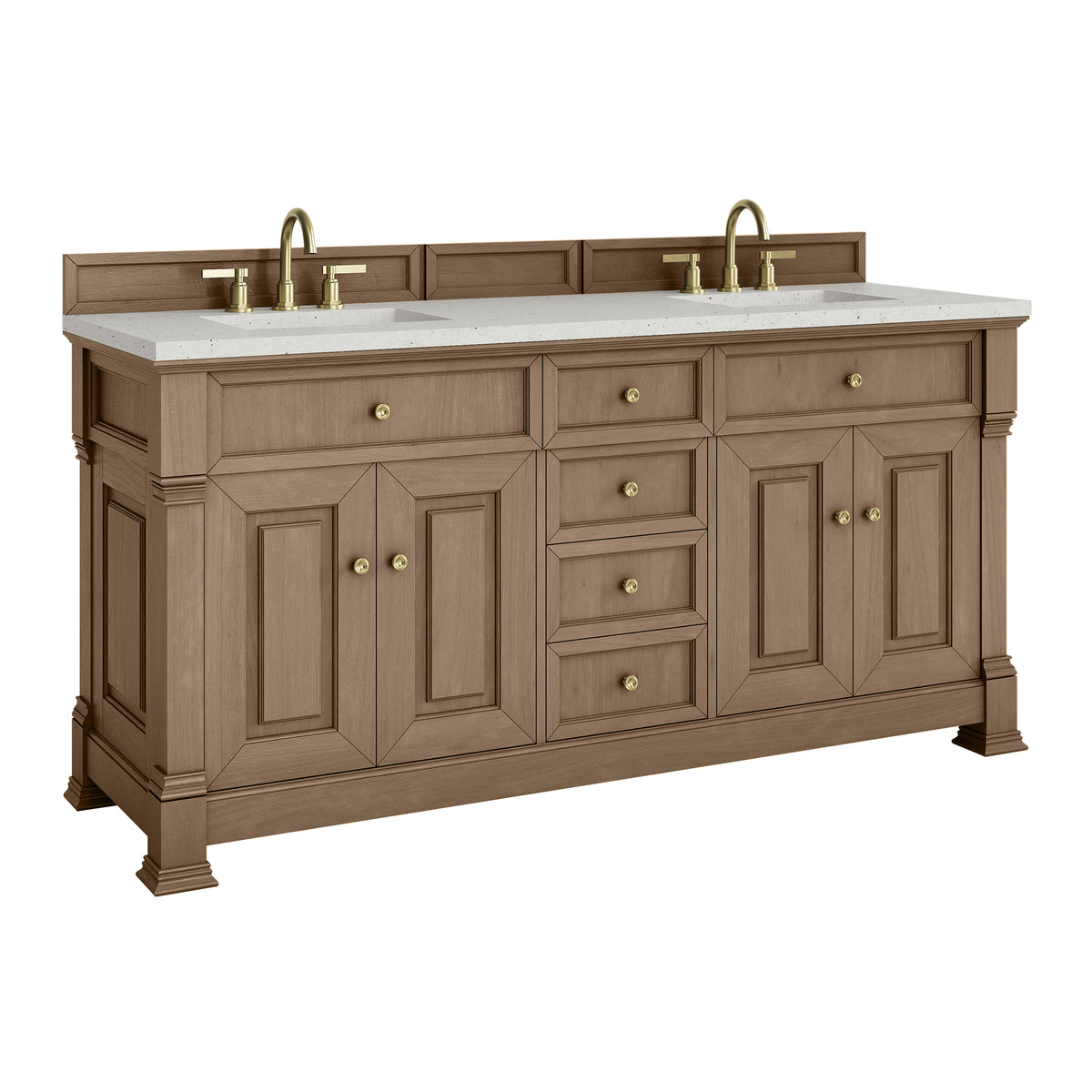 72" Brookfield Double Vanity, Pecan with Lime Delight Top