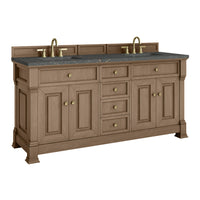 72" Brookfield Double Vanity, Pecan with Parisien Bleu Top