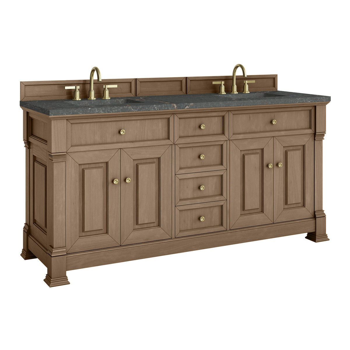 72" Brookfield Double Vanity, Pecan with Parisien Bleu Top