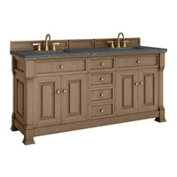 72" Brookfield Double Vanity, Pecan with Parisien Bleu Top