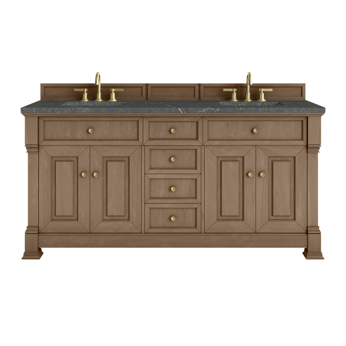 72" Brookfield Double Vanity, Pecan with Parisien Bleu Top