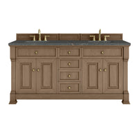 72" Brookfield Double Vanity, Pecan with Parisien Bleu Top