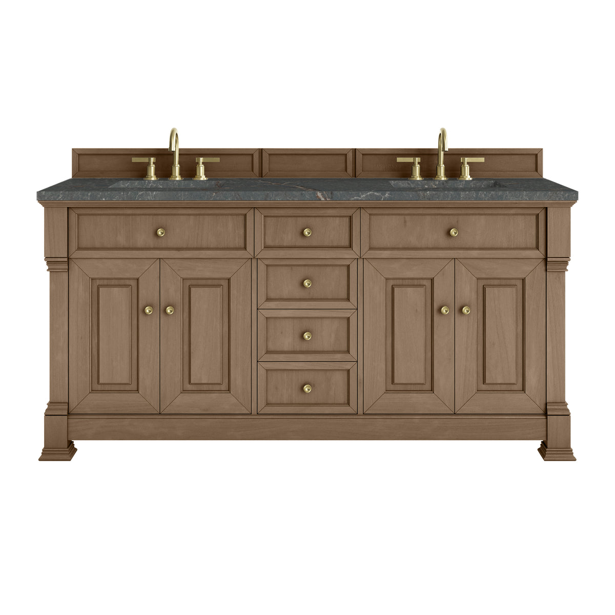 72" Brookfield Double Vanity, Pecan with Parisien Bleu Top