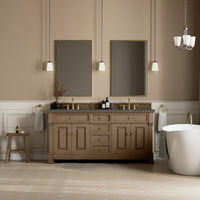72" Brookfield Double Vanity, Pecan with Parisien Bleu Top