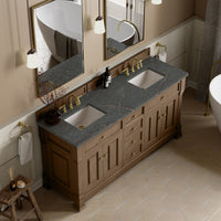 72" Brookfield Double Vanity, Pecan with Parisien Bleu Top