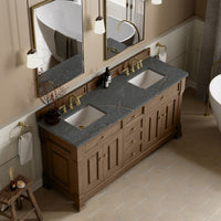 72" Brookfield Double Vanity, Pecan with Parisien Bleu Top