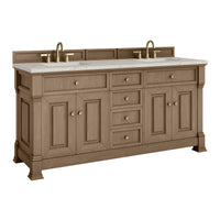 72" Brookfield Double Vanity, Pecan with Victorian Silver Top