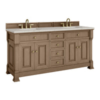 72" Brookfield Double Vanity, Pecan with Victorian Silver Top