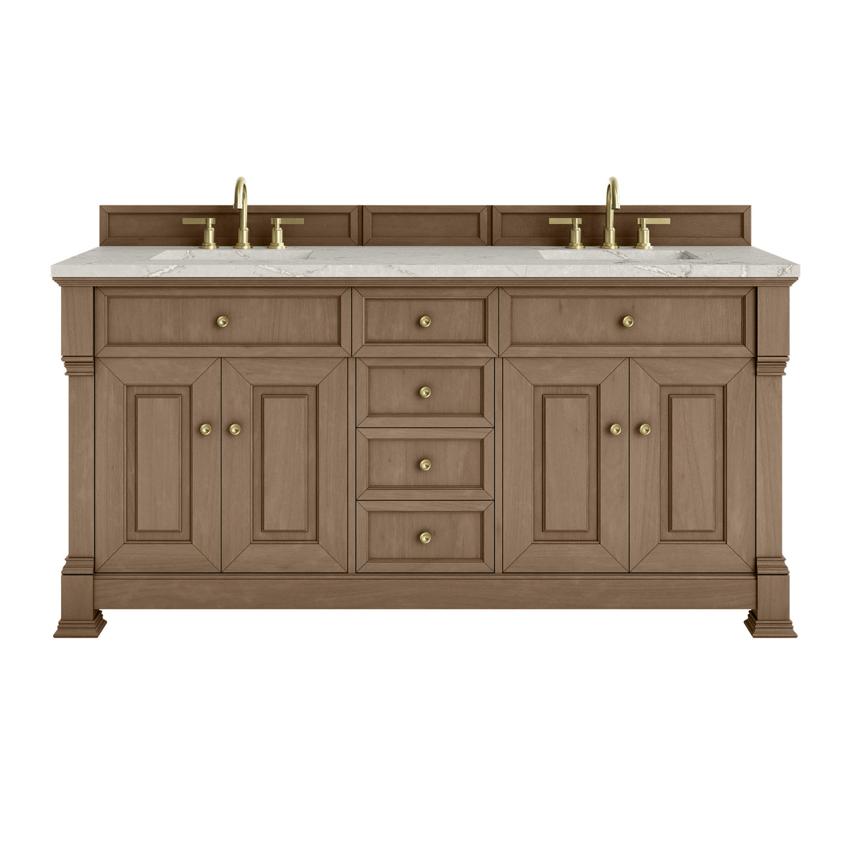 72" Brookfield Double Vanity, Pecan with Victorian Silver Top