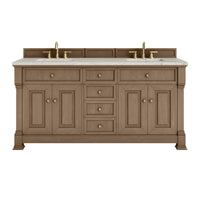 72" Brookfield Double Vanity, Pecan with Victorian Silver Top